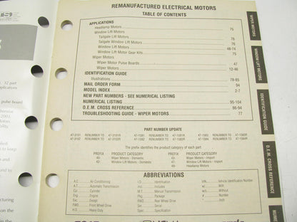 Cardone 4003-EM Remanufactured Electrical Motors Catalog - 2003, 104 Pages