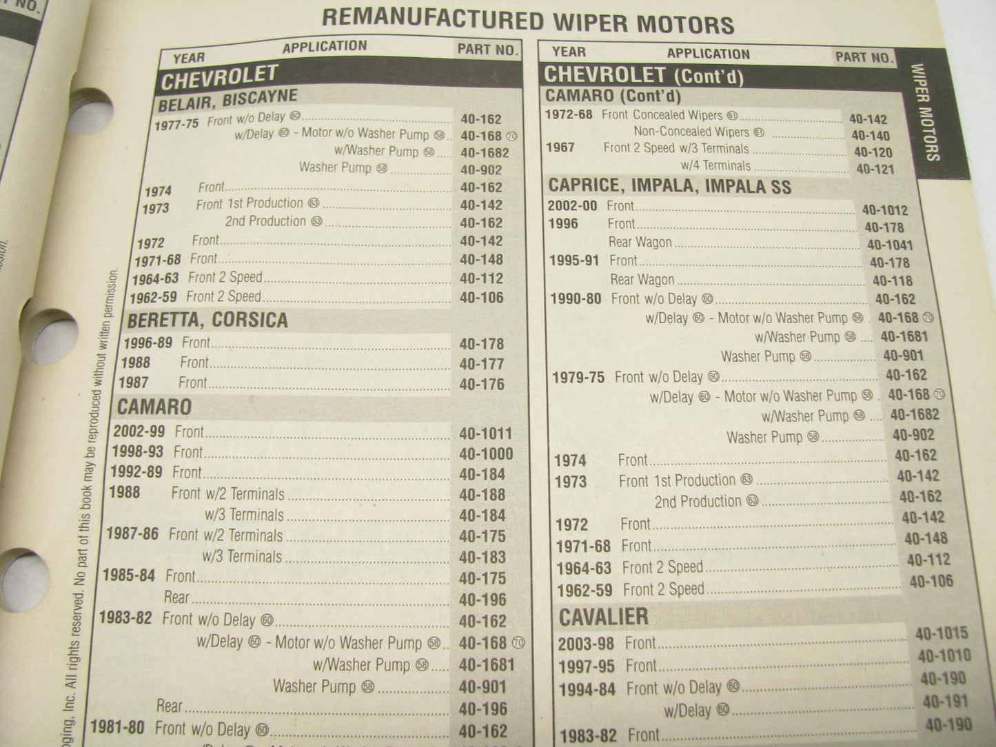 Cardone 4003-EM Remanufactured Electrical Motors Catalog - 2003, 104 Pages