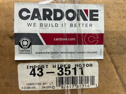 REMAN. Cardone 43-3511 Front Windshield Wiper Motor