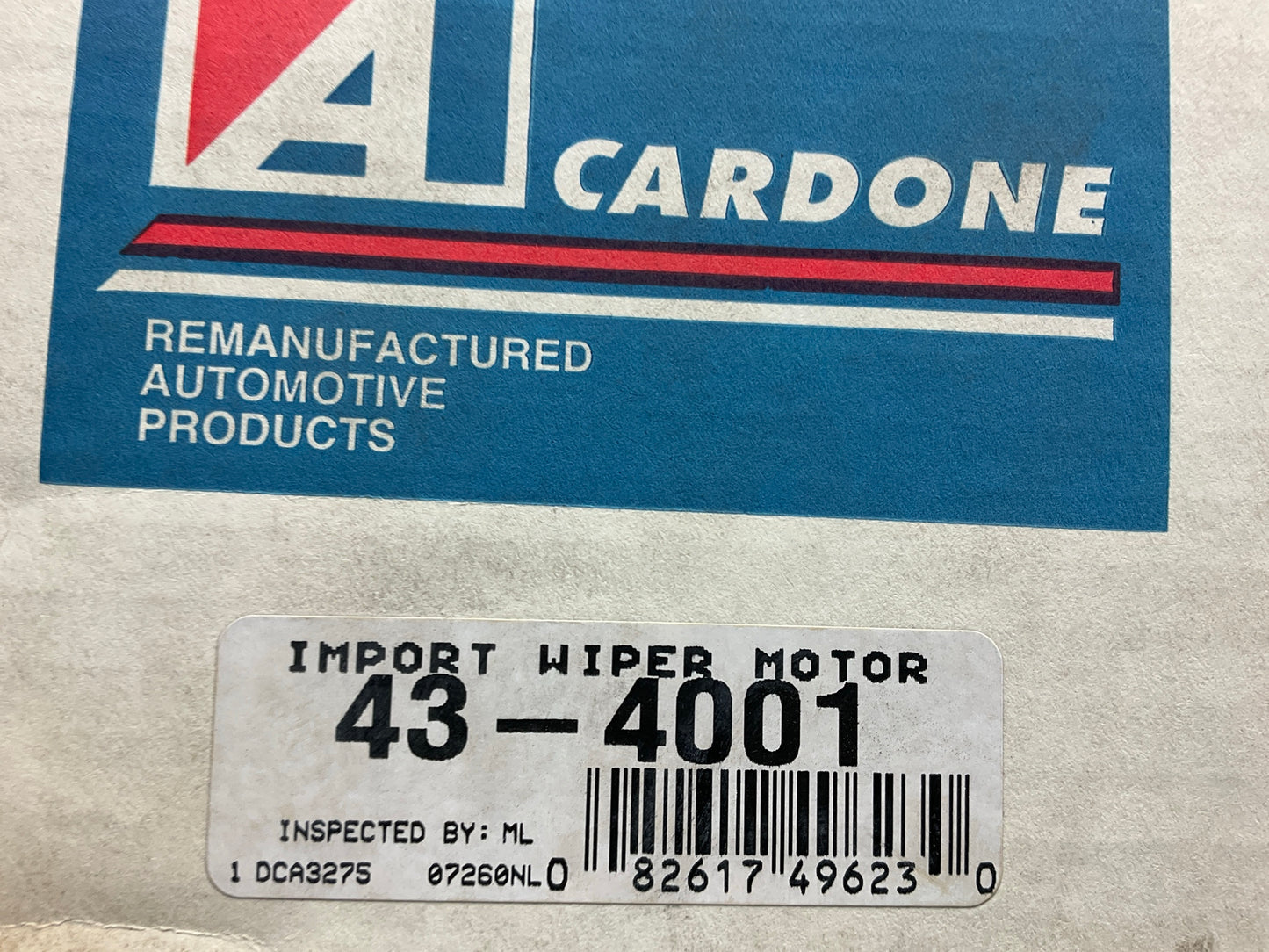 REMAN Cardone 43-4001 Rear Back Glass Wiper Motor - 82-83 Accord Hatchback Wagon