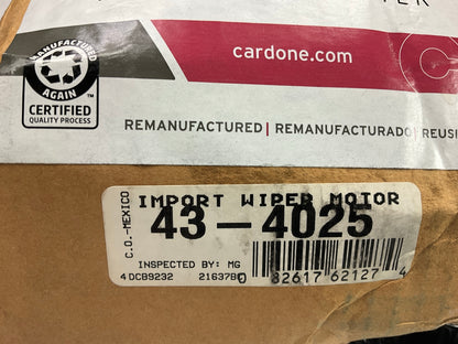 REMAN. Cardone 43-4025 Windshield Wiper Motor