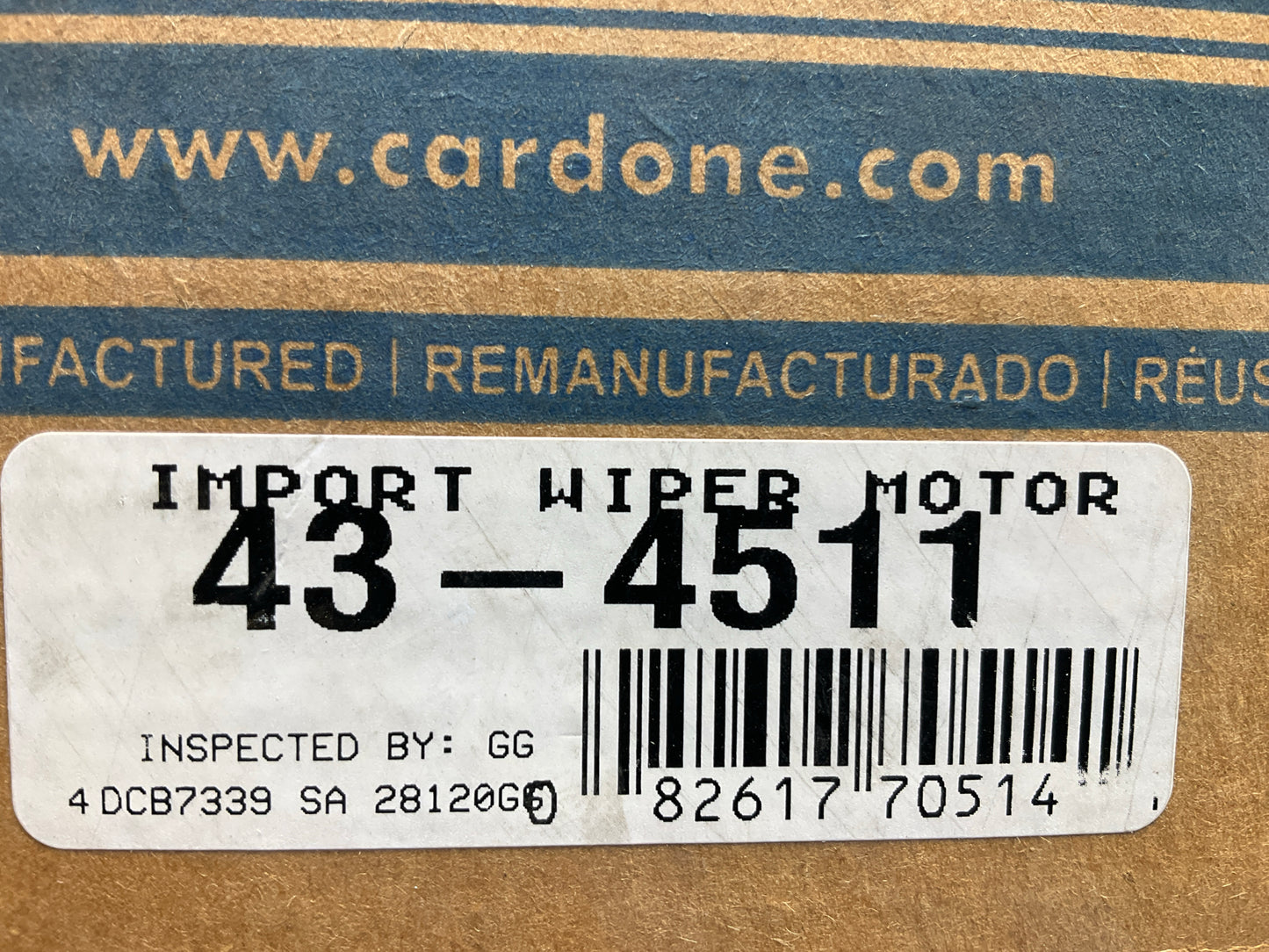 REMAN. Cardone 43-4511 Rear Back Glass Wiper Motor 04-05 Verna 00-05 Accent