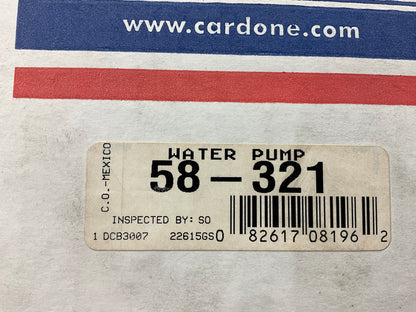Reman. Cardone 58-321 Water Pump - 1988-1993 Chevy GMC 7.4L 454 V8 Pickup Truck