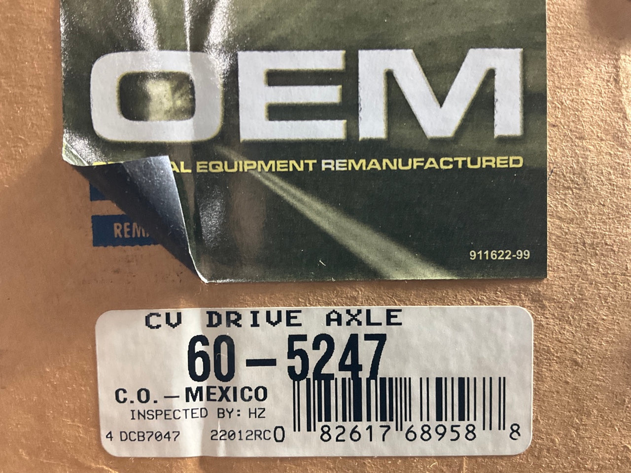 REMAN. Cardone 60-5247 Front Right CV Axle - 2001-2007 Toyota Highlander FWD