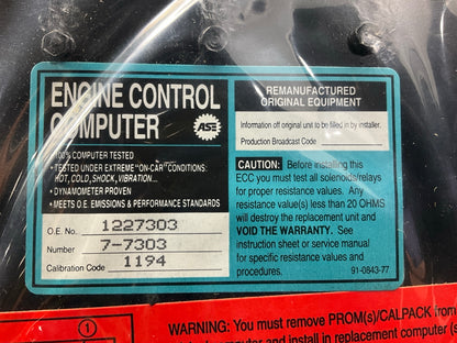 REMAN. Cardone 77-7303 Engine Control Module (ECM) 1988-1993 Pontiac LeMans 1.6L