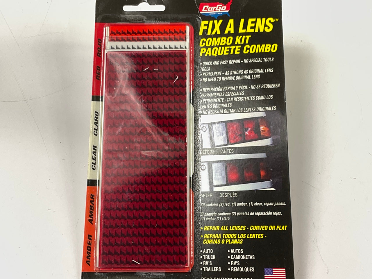 CarGo 19456 Tail Light Tail Lamp Lens Repair Kit: Amber, Clear & Red Patches