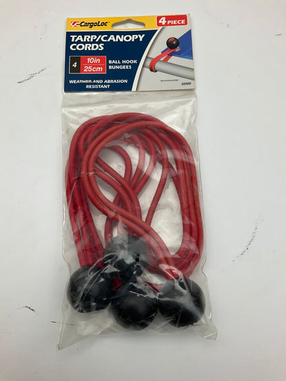 4 Pack - Cargoloc 32560 10'' RED Ball Hook Bungees Cords