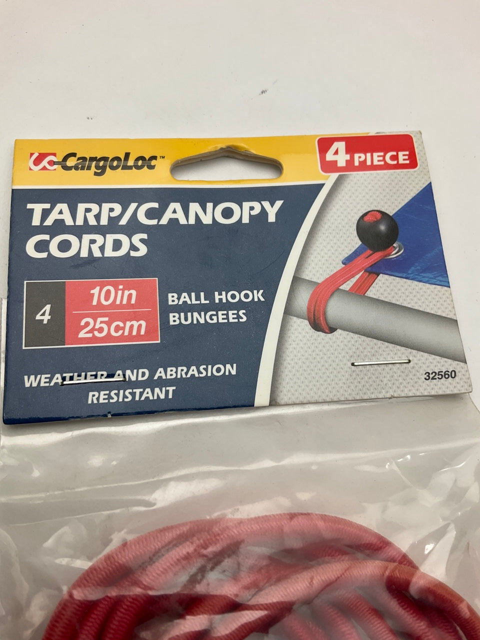 4 Pack - Cargoloc 32560 10'' RED Ball Hook Bungees Cords