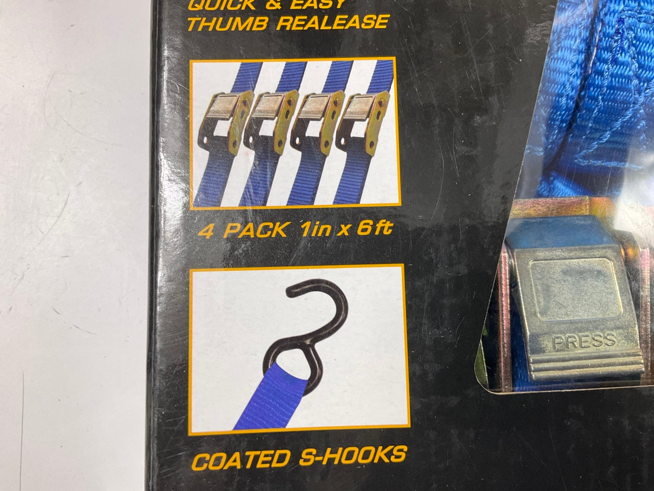 4 Pack - Cargoloc 32569 1'' X 6' Cambuckle Tie Down Straps LOAD LIMIT 300lbs