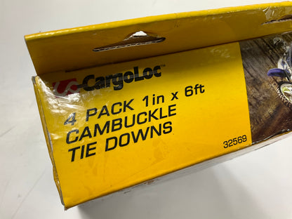 4 Pack - Cargoloc 32569 1'' X 6' Cambuckle Tie Down Straps LOAD LIMIT 300lbs