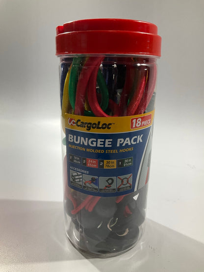 Cargoloc 32590 18 Pc. Assorted Bungee Cords 18, 24, 30, 36'' W/ Steel Hooks