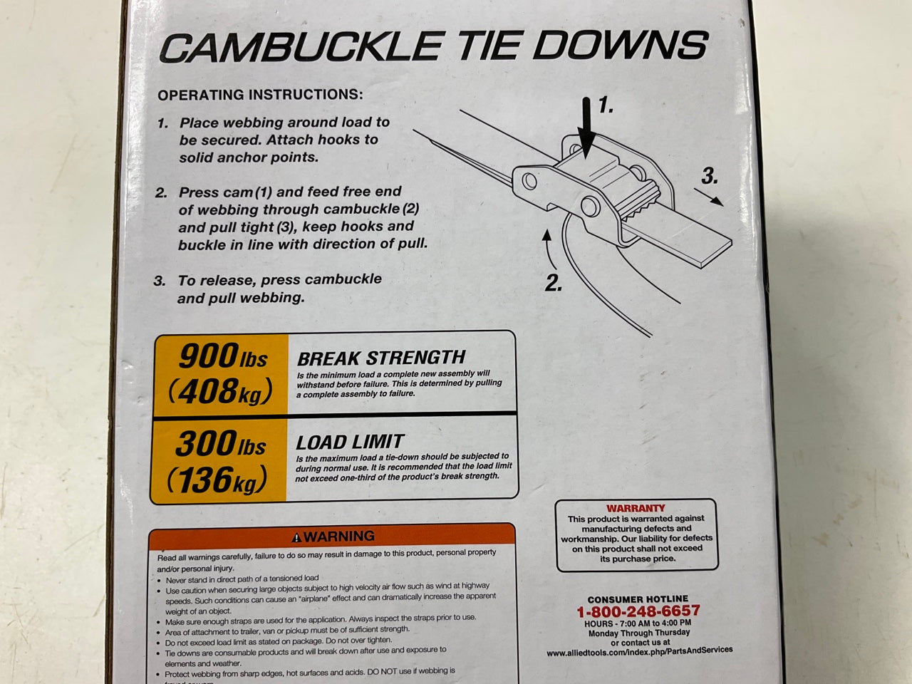 4 / Pack - CargoLoc 42459 6 Feet Cambuckle Tie Down Straps, 300 Lbs Limit