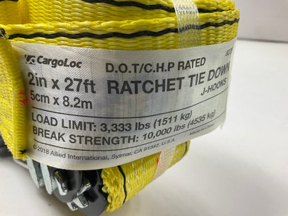 Cargoloc 82291 2 In. X 27 Ft. Ratchet Strap Tie Down With J Hook