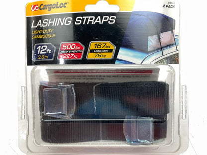 2 Pack Cargoloc 84045 12' Cambuckle Lashing Tie Down Straps LOAD LIMIT 167lbs