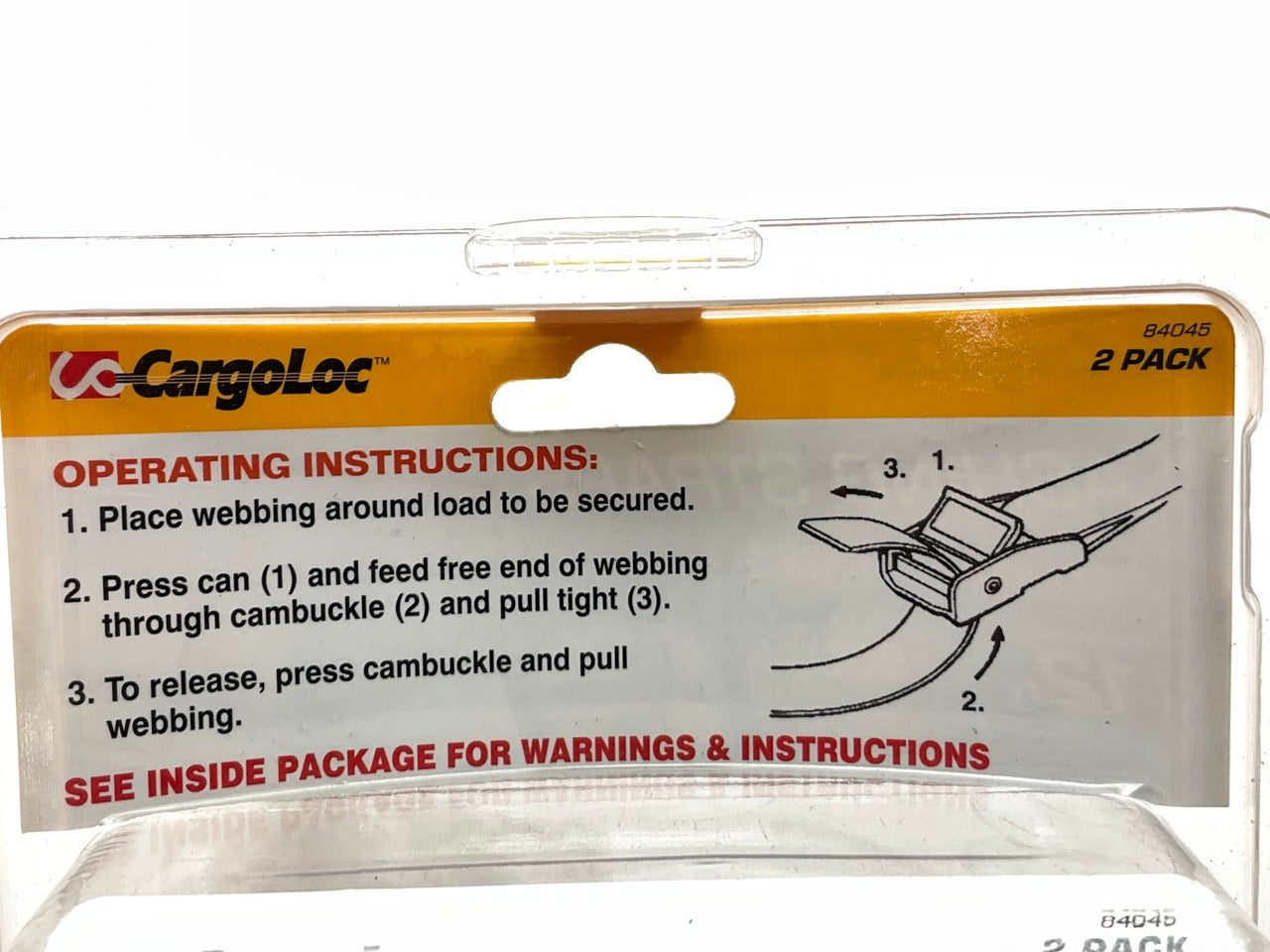 2 Pack Cargoloc 84045 12' Cambuckle Lashing Tie Down Straps LOAD LIMIT 167lbs