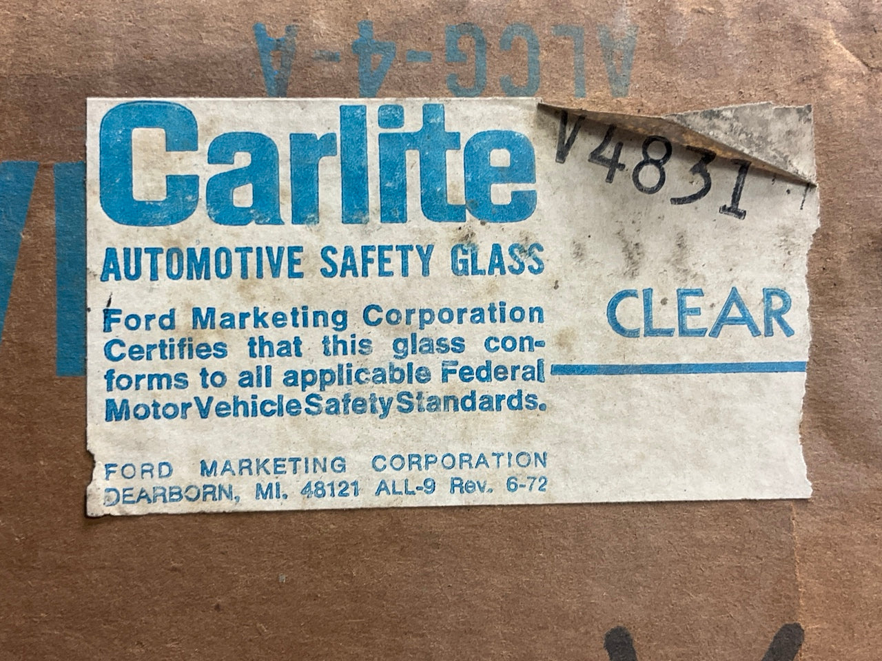 NOS - OEM Carlite V4831 Front Right Vent Window Glass 1973-79 F-250 F-350 Bronco