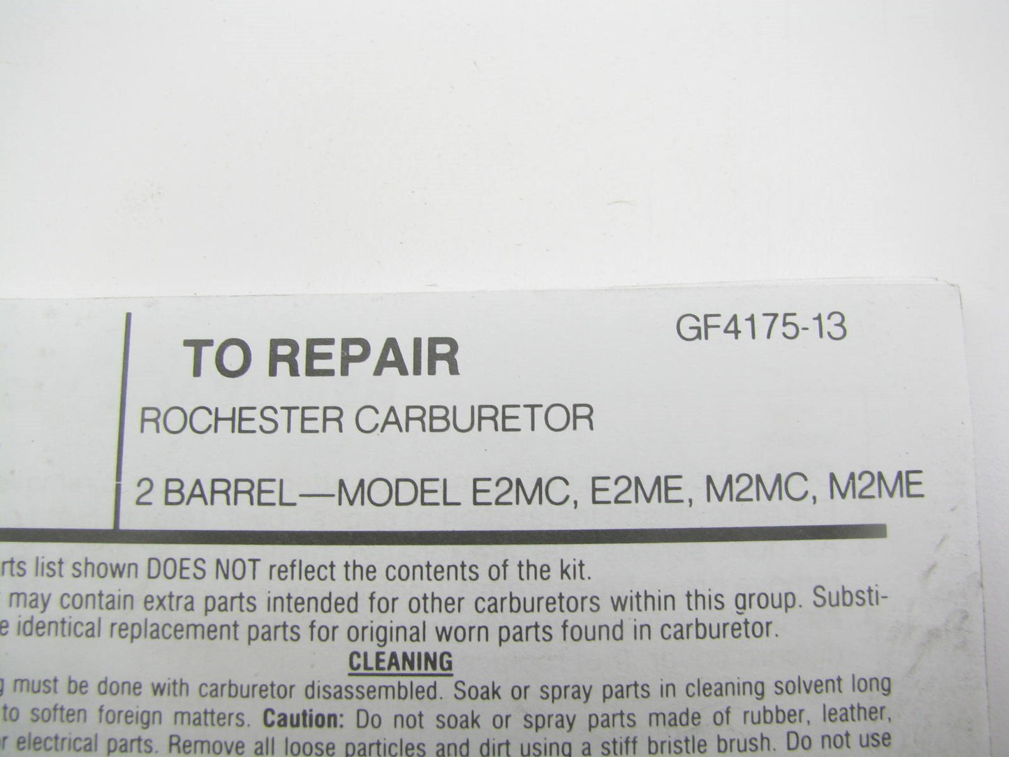 Carquest 1264 Carburetor Rebuild Kit 80-84 GM Rochester 2BBL E2MC E2ME M2MC M2ME
