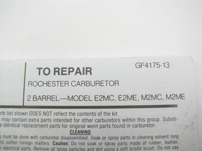 Carquest 1264 Carburetor Rebuild Kit 80-84 GM Rochester 2BBL E2MC E2ME M2MC M2ME