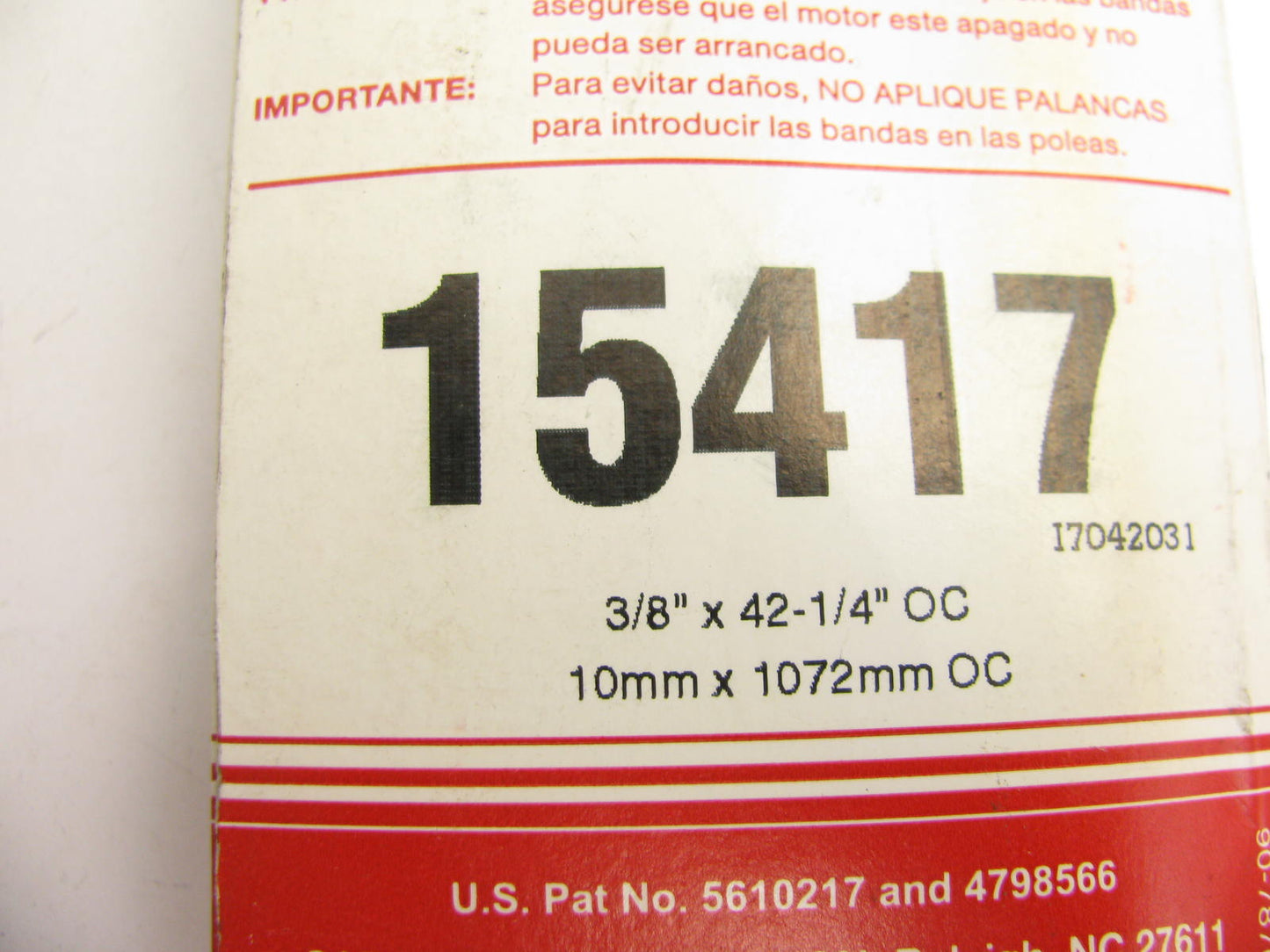 Carquest 15417 Accessory Drive Belt - 0.44'' X 42.125 - 36 Degree