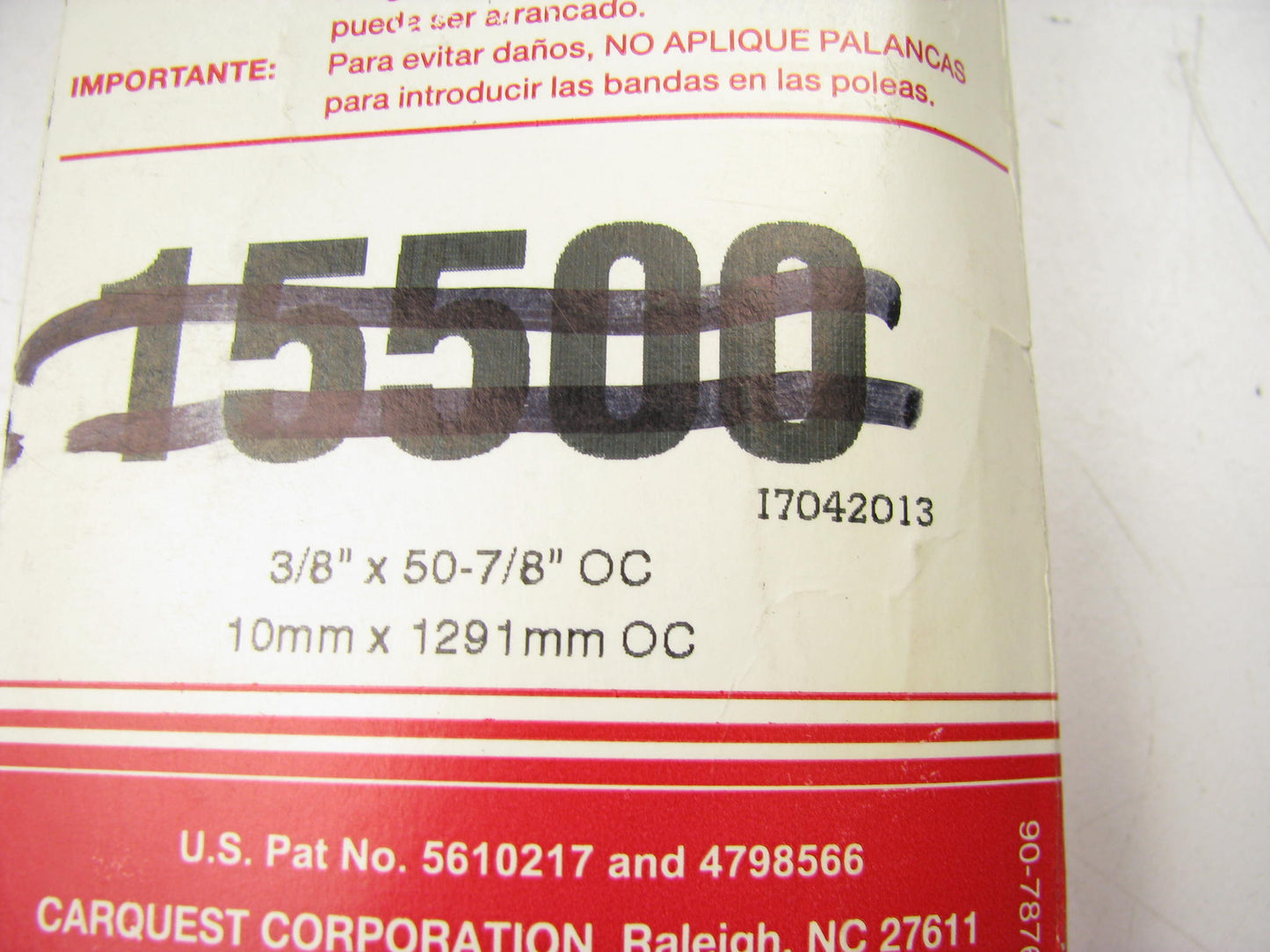 Carquest 15500 Accessory Drive Belt - 0.44'' X 50.00'' - 36 Degree