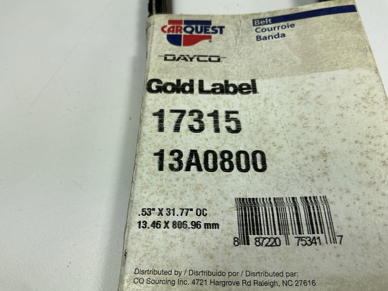 Carquest (made By Dayco) 17315 Accessory Drive Belt - 0.53'' X 31.50'' - 36 Degree