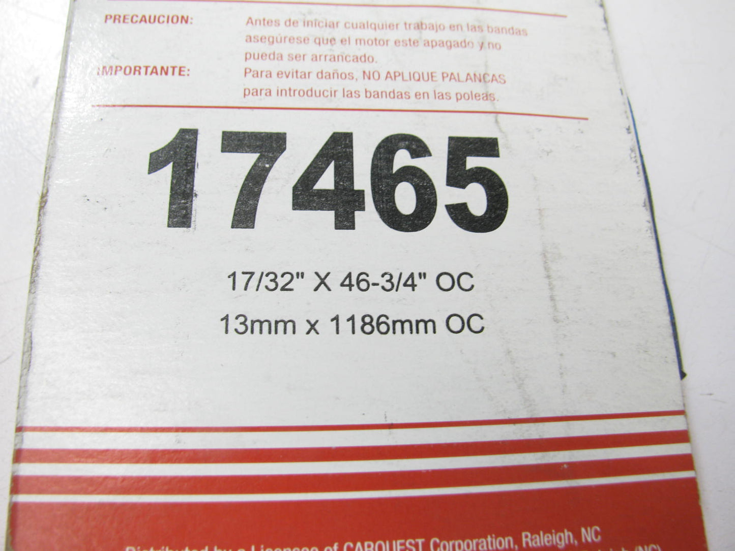 Carquest 17465 Accessory Drive Belt - 0.53'' X 46.50'' - 36 Degree
