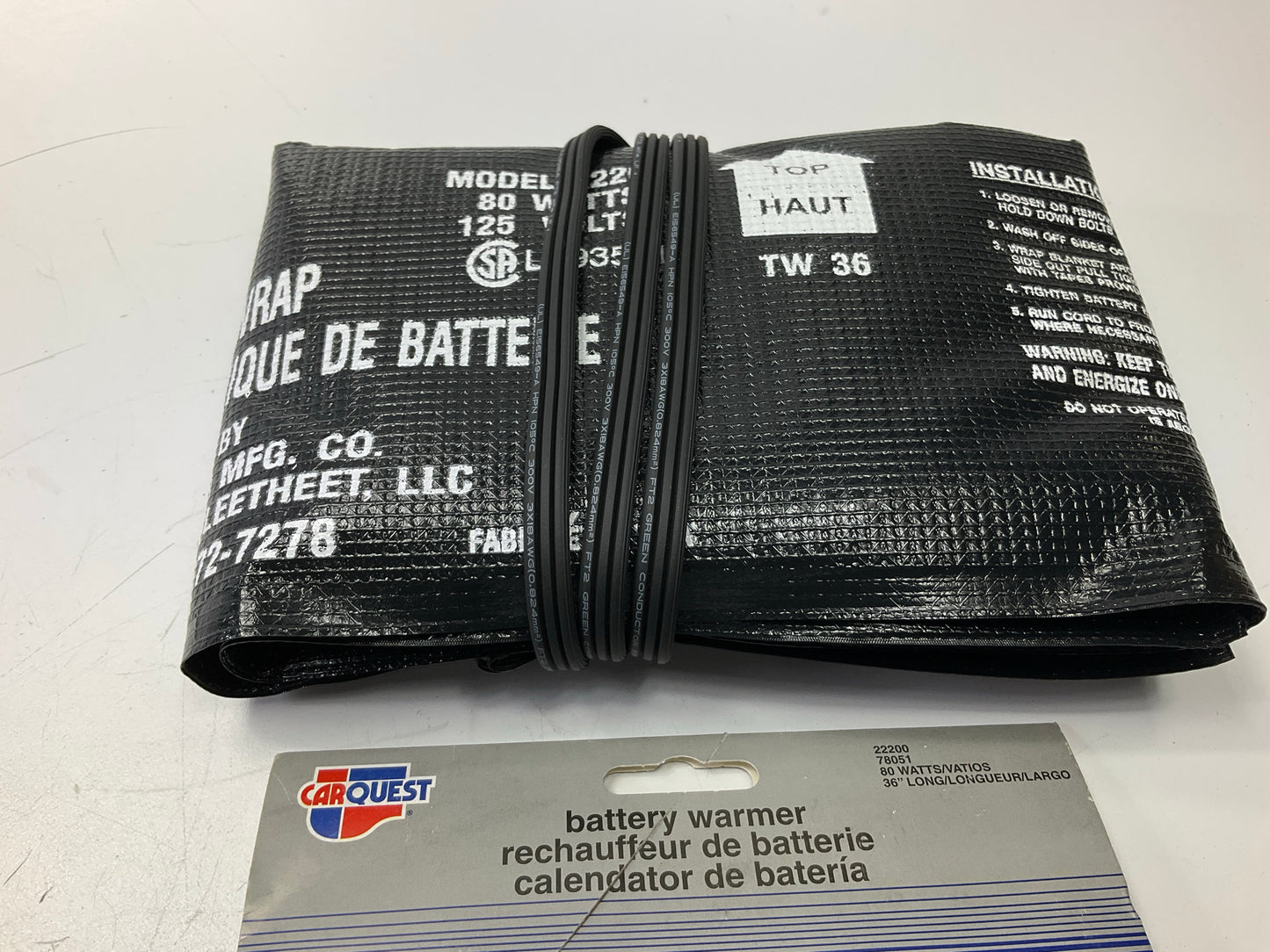 CARQUEST Kats 22200 80 Watt 36'' Battery Thermal Wrap Heater Blanket, Wrap Around