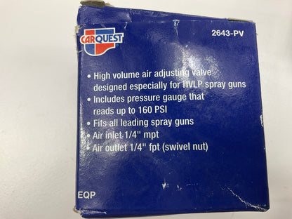 Carquest 2643-PV Air Adjust Valve Regulator W/ Gauge For HVLP Spray Gun