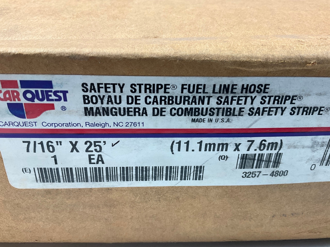 25 FEET - Carquest 27005 Safety Stripe Fuel Line Hose PCV EEC - 7/16'' ID