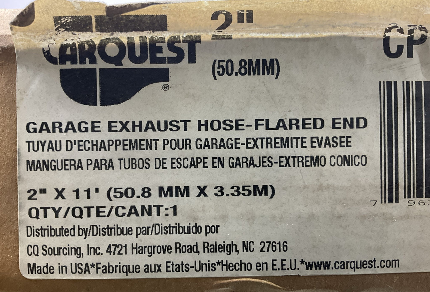 Carquest 30130 11' Feet Long. 2'' ID Garage Exhaust Fume Vent Hose, Flared End