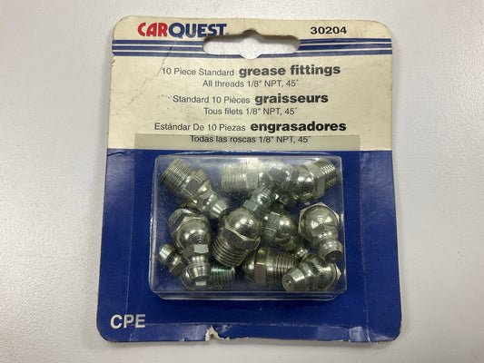 10 Pieces - Carquest 30204 Standard Grease Fittings, 1/8'' NPT 45 Degree