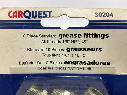 10 Pieces - Carquest 30204 Standard Grease Fittings, 1/8'' NPT 45 Degree