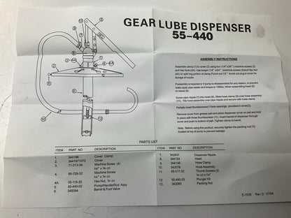 LubriMatic 55-440 Lever Action Pail Pump Gear Oil Pump Inside Carquest Box