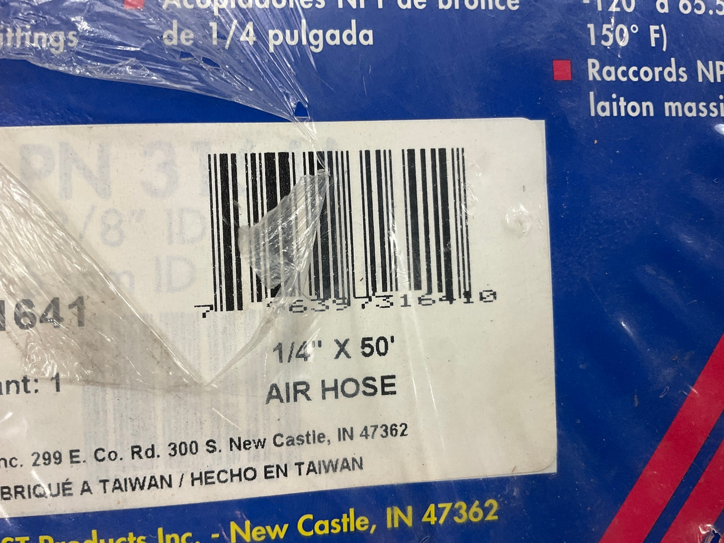 Carquest 31641 1/4'' X 50' Air Hose 350 PSI WP, 1/4'' NPT Brass Fittings