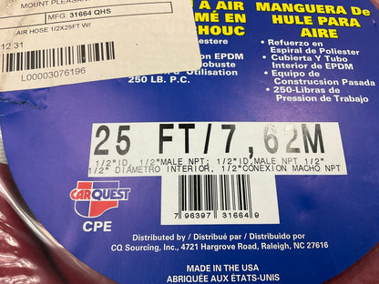Carquest 31664  Impact Tool Air Hose, 1/2'' ID X 25 Feet,  1/2'' Male NPT Both End