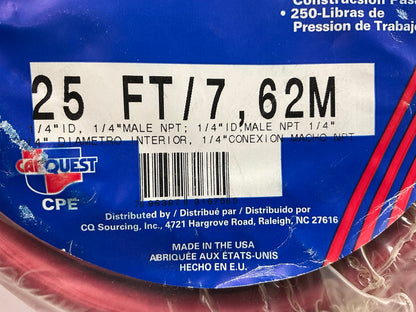Carquest 31675 Red Rubber Air Hose, 1/4'' ID, 1/4'' Male NTP Ends