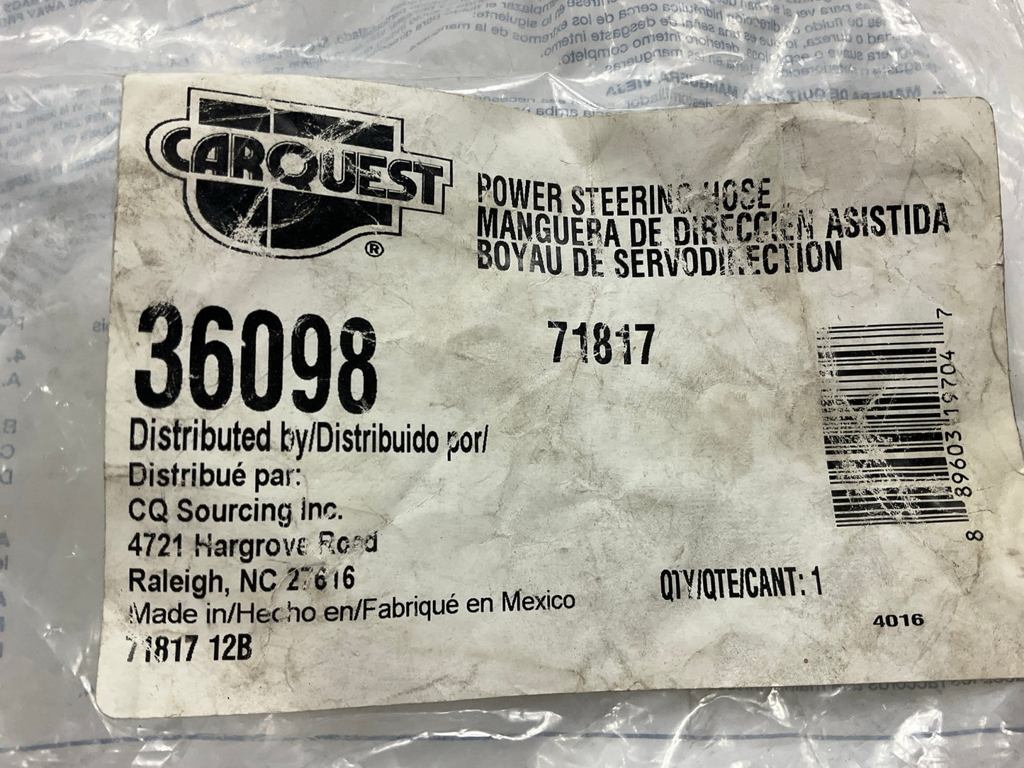 Carquest 36098 Power Steering Pressure Hose