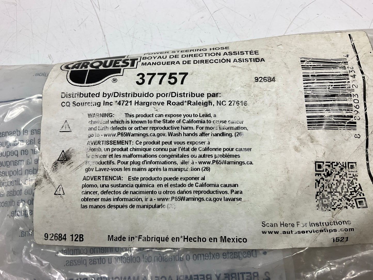 Carquest 37757 Power Steering Line Hose