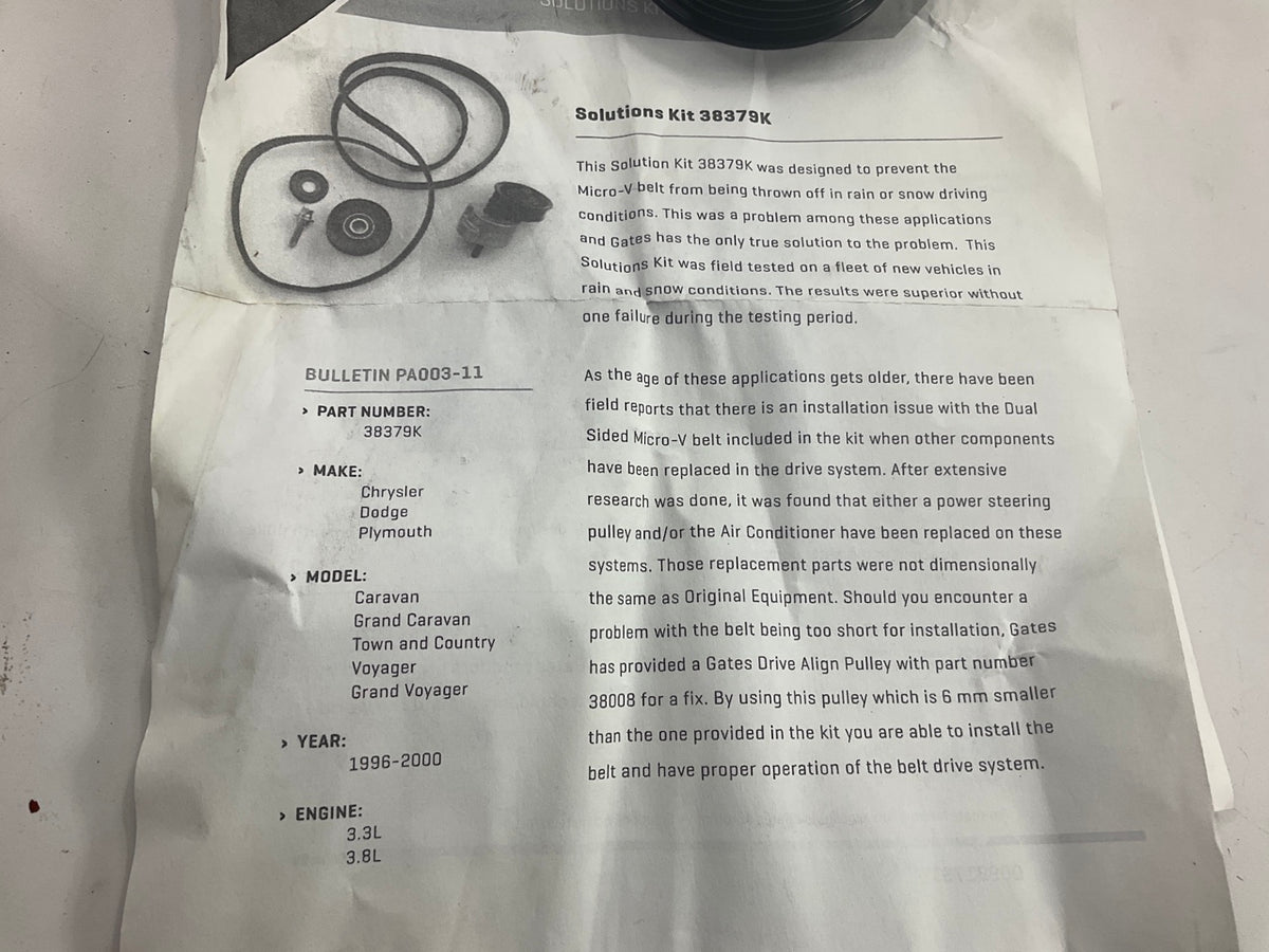 Carquest 38379K Serpentine Belt Drive Solution Kit