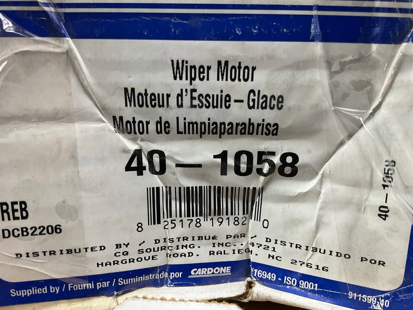 REMAN. Carquest 40-1058 Rear Window Back Glass Wiper Motor