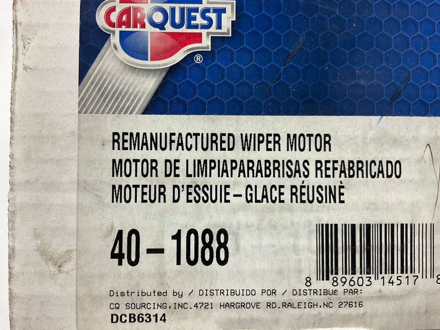 REMAN. Carquest 40-1088 Rear Back Glass Wiper Motor