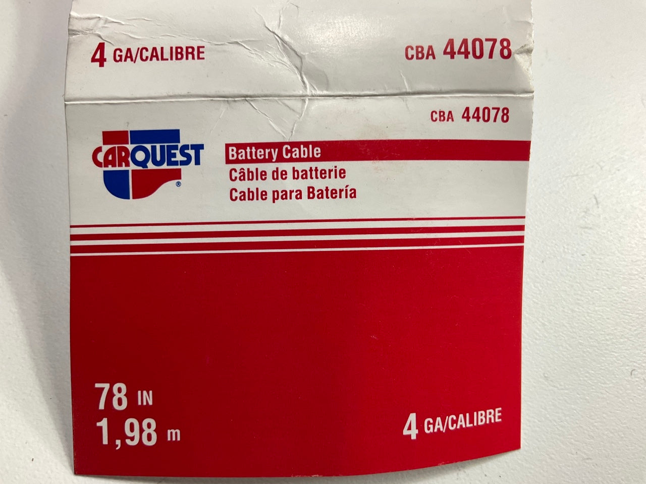 Carquest 44078 Red Top Post Battery Cable, 4 Gauge, 78'' Long W/ Pigtail