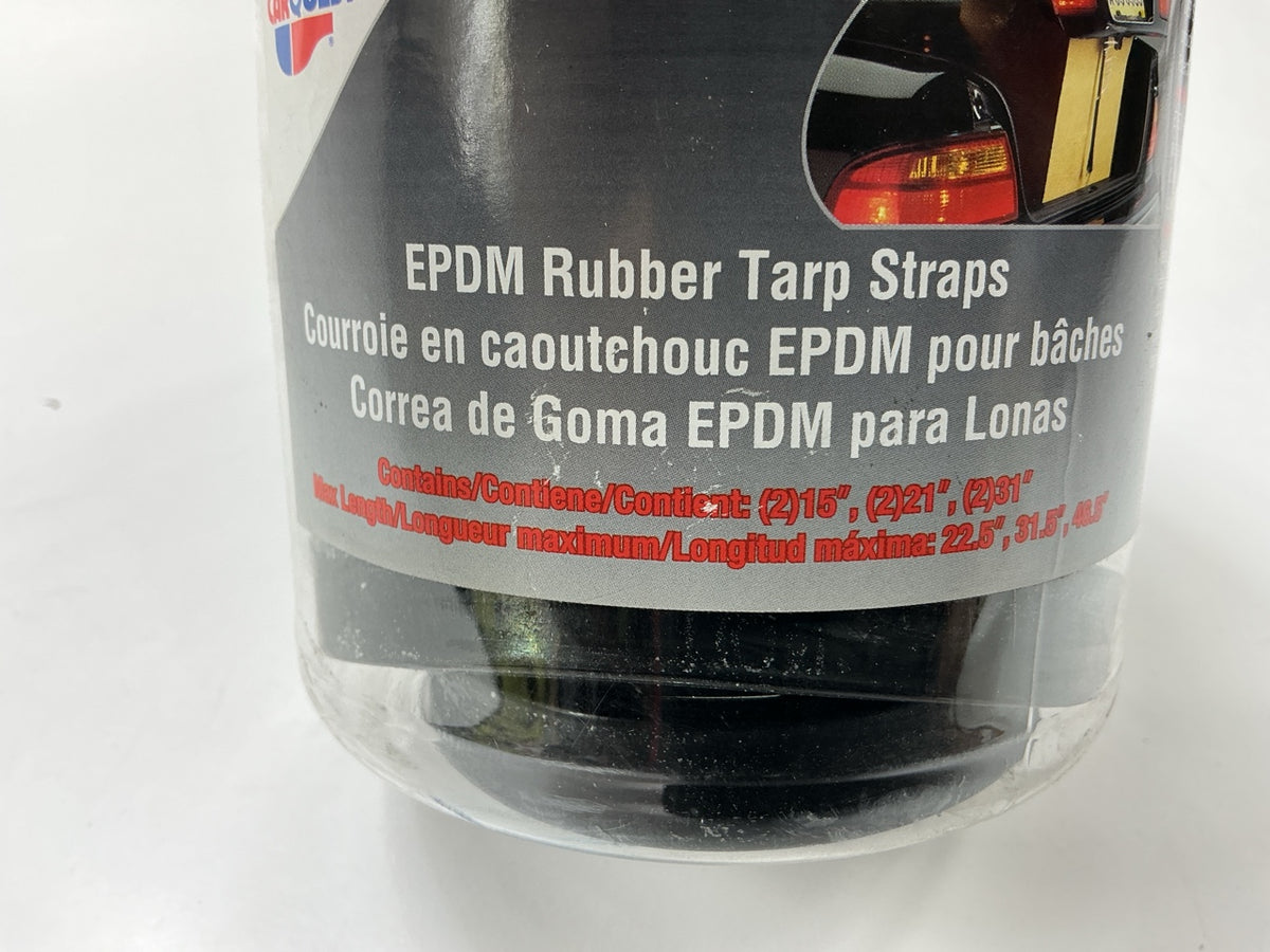 Carquest 71021 EPDM Rubber Tarp Straps, (2) 15'', (2) 21'', (2) 31''