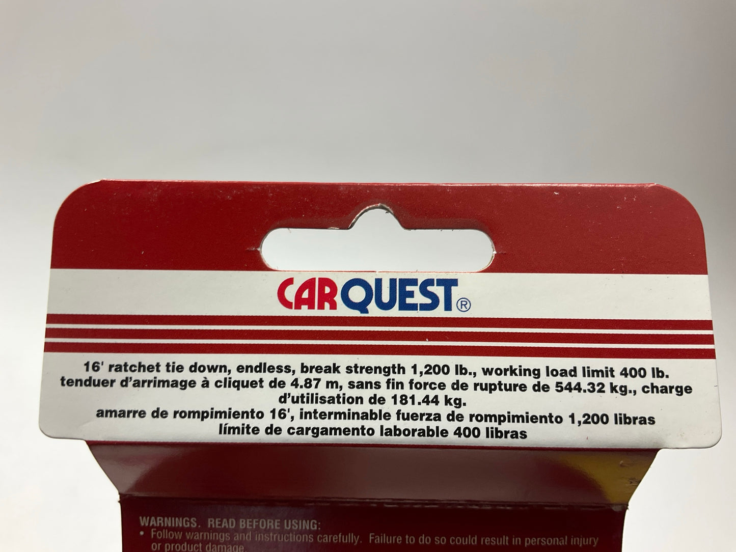 (2) Carquest 71035 - 16' Ratchet ''endless'' Tie Down Straps - 400 Lb Load Limit
