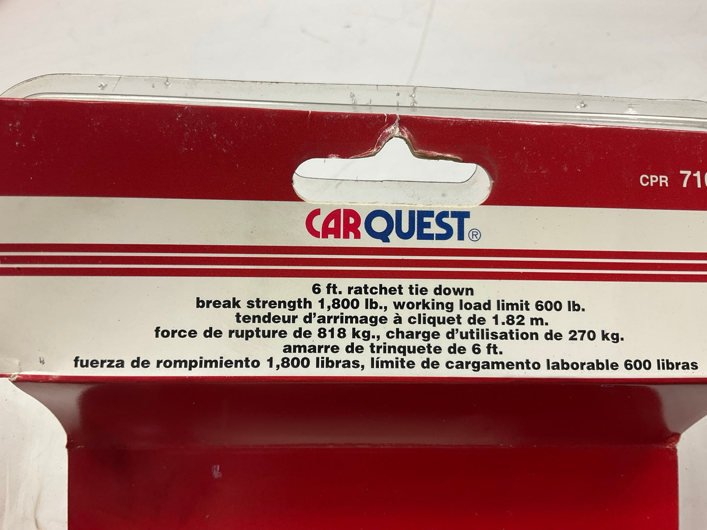 (6) Carquest 71081 6' Ratchet Tie Down Straps - Working Load: 600 Lbs.