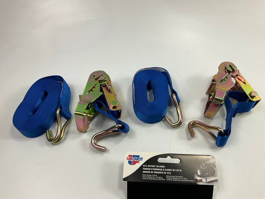 (2) Carquest 73017 16 Feet Ratchet Tie Down Strap, Break Strength 2,500 Lb