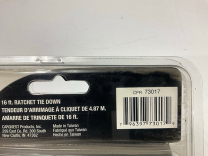 (2) Carquest 73017 16 Feet Ratchet Tie Down Strap, Break Strength 2,500 Lb