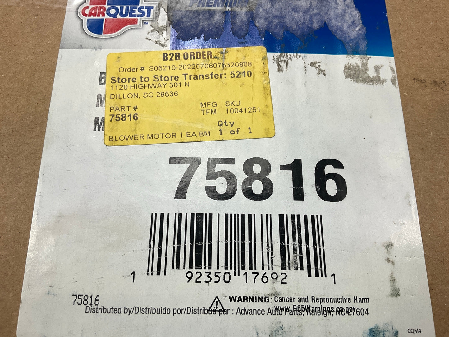 Carquest 75816 Blower Motor For 2005-2009 Ford Mustang