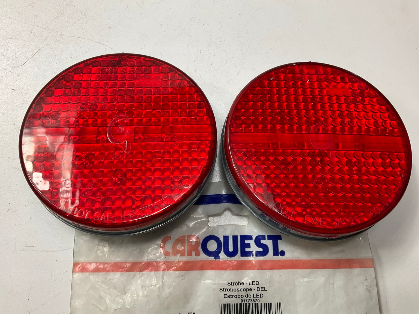 PAIR - Carquest (Made By Grote) 77352 4 Inch Red Supernova LED Strobe Lamps