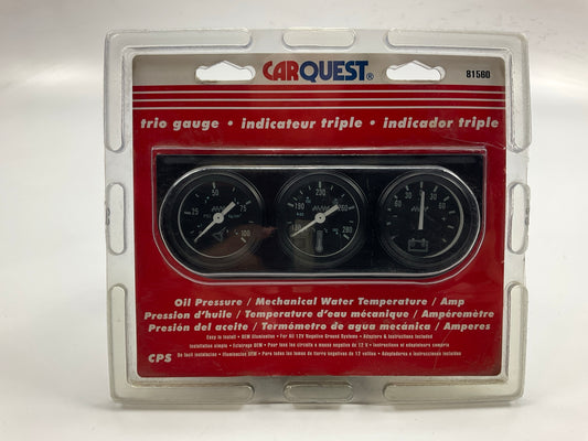 Carquest 81560 Triple Gauge Set Oil Pressure, Amp, Mechanical Water Temp 1-1/2''